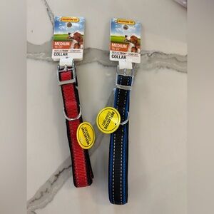 Medium Dog Collars - Red and Black, Blue and Black